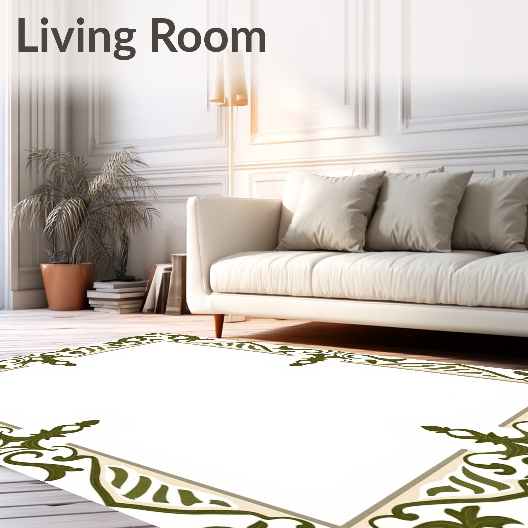 Ornamental Damask Motifs with Subtle Color Transitions (Green) - ODIKA