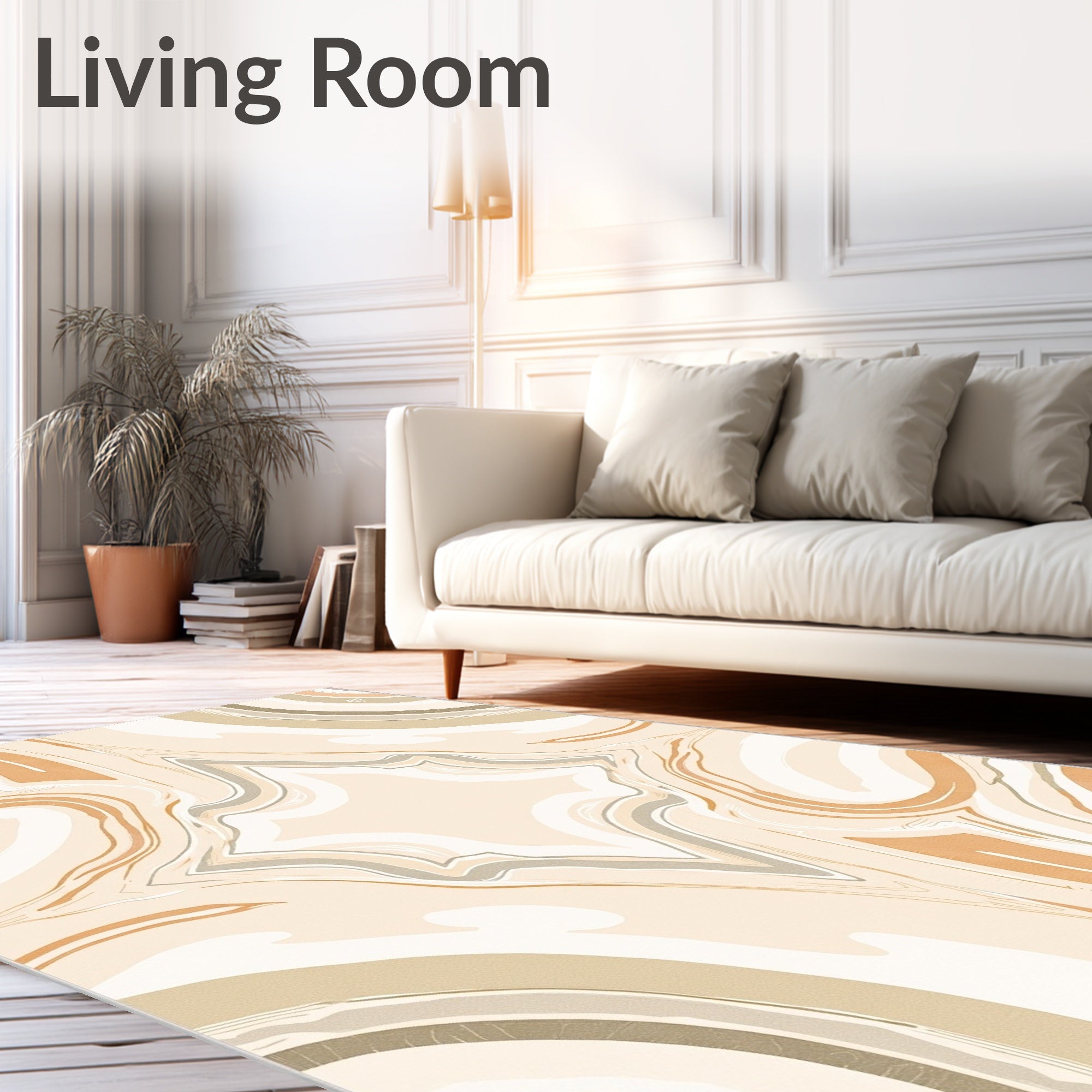 Natural Abstract Marbled Swirl Modern Luxury Statement (Beige) - ODIKA