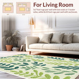 Ultra Soft Area Rug, Non Slip, Stain Resistant, Washable Area Rugs for Living Room, Bedroom, Boho Green Botanical Entryway Non-Slip Washable Rug(Green)