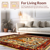 Ultra Soft Area Rug, Non Slip, Stain Resistant, Washable Area Rugs for Living Room, Bedroom, Vintage Boho Non-Slip Animal Print Rug(Yellow)