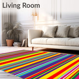 Vibrant Fiesta Stripe Area Rug with Non Slip Backing(Red)