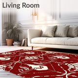 Holiday Ornament Array with Interlocking Plaid and Stylized Pine Sprigs(Red)