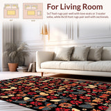 Ultra Soft Area Rug, Non Slip, Stain Resistant, Washable Area Rugs for Living Room, Bedroom, Boho Insect Botanical(Gray)