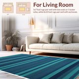 Ultra Soft Area Rug, Non Slip, Stain Resistant, Washable Area Rugs for Living Room, Bedroom, Boho Chic Distressed(Blue)