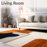 Black Orange Abstract Geometric Shape(Orange)