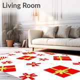 Joyful Gift Box Motif with Ribbon Bow Accents Floor(Red)