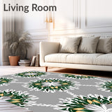 Ornate Holly Wreaths Framed by Frosted Snowflake Embellishments(Green)