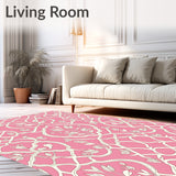 Ornamental Lattice Featuring Distressed Botanical Embellishments (Pink) - ODIKA