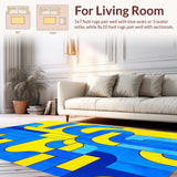 Ultra Soft Area Rug, Non Slip, Stain Resistant, Washable Area Rugs for Living Room, Bedroom, Contemporary Abstract Wool Aesthetic(Blue)