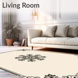 Vintage Medallion Motif with Intricate Border Details Neutral Tone Accent (Beige)