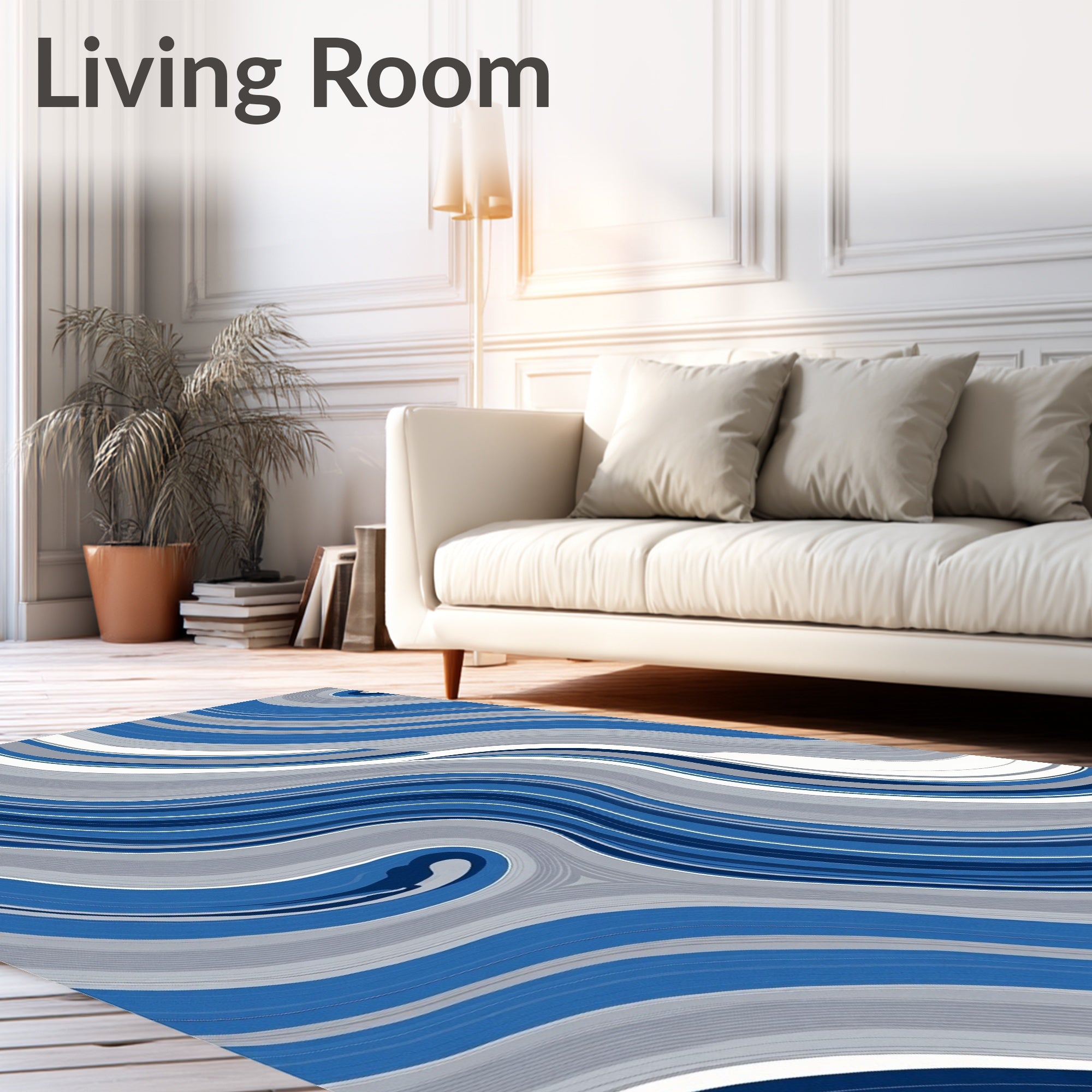 Swirled Marble Effect Gradient Abstract Contemporary Design (Blue) - ODIKA