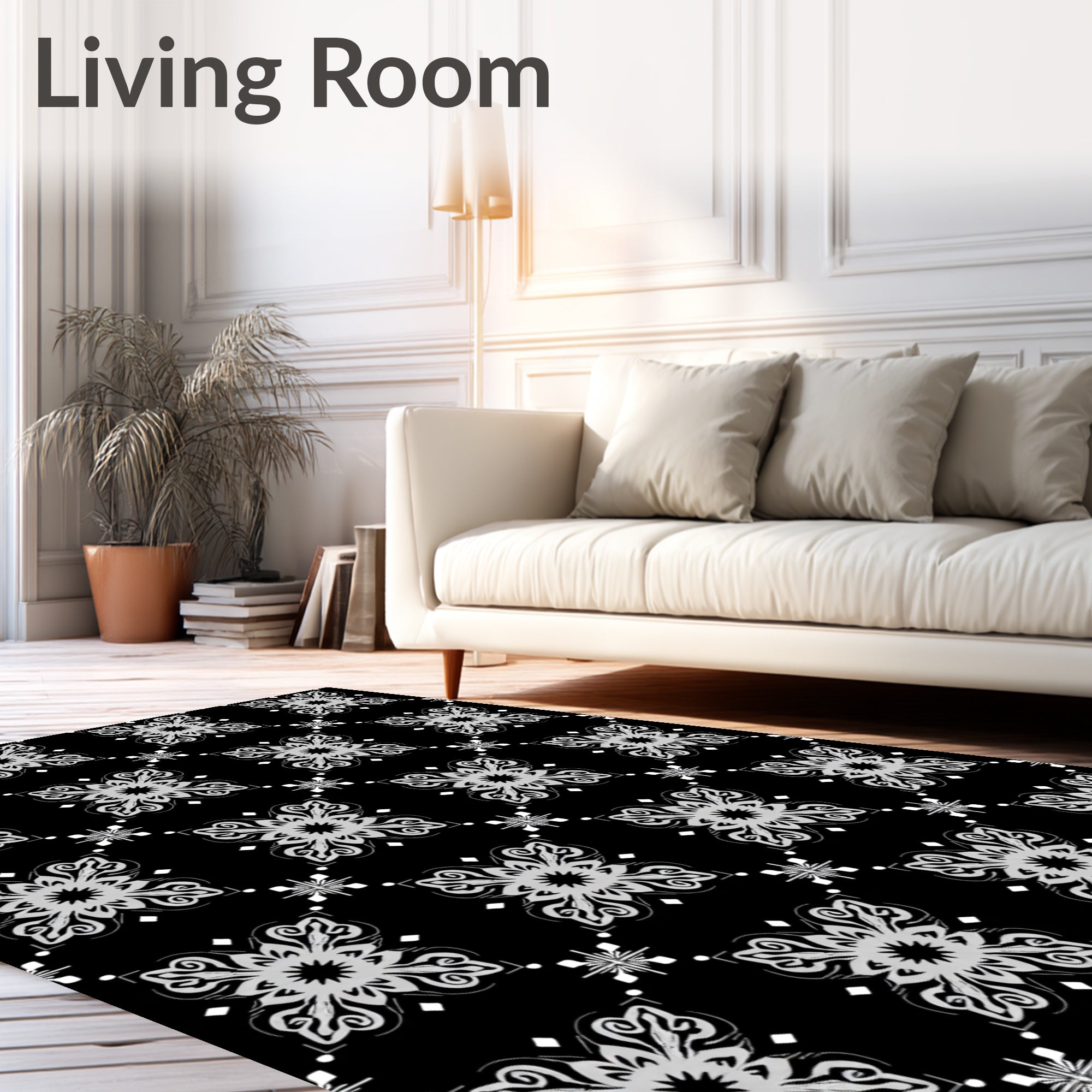 Elegant Damask Victorian Ornate Decorative (Black) - ODIKA