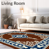 Retro Abstract Filigree with Symmetrical Damask Flourish(Brown)