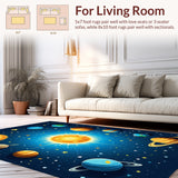 Ultra Soft Area Rug, Non Slip, Stain Resistant, Washable Area Rugs for Living Room, Bedroom, Outer Space Boys Bedroom Vibrant Planet Theme Rug(Blue)