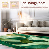 Contemporary Abstract Wave with Fluid Overlapping Curves(Green)