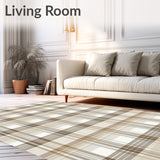 Contemporary Neutral Plaid Area with Beige and Light Brown Toned Squares(Beige)