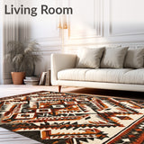 Earthy Aztec Inspired Area with Geometric Tribal Diamond(Beige)