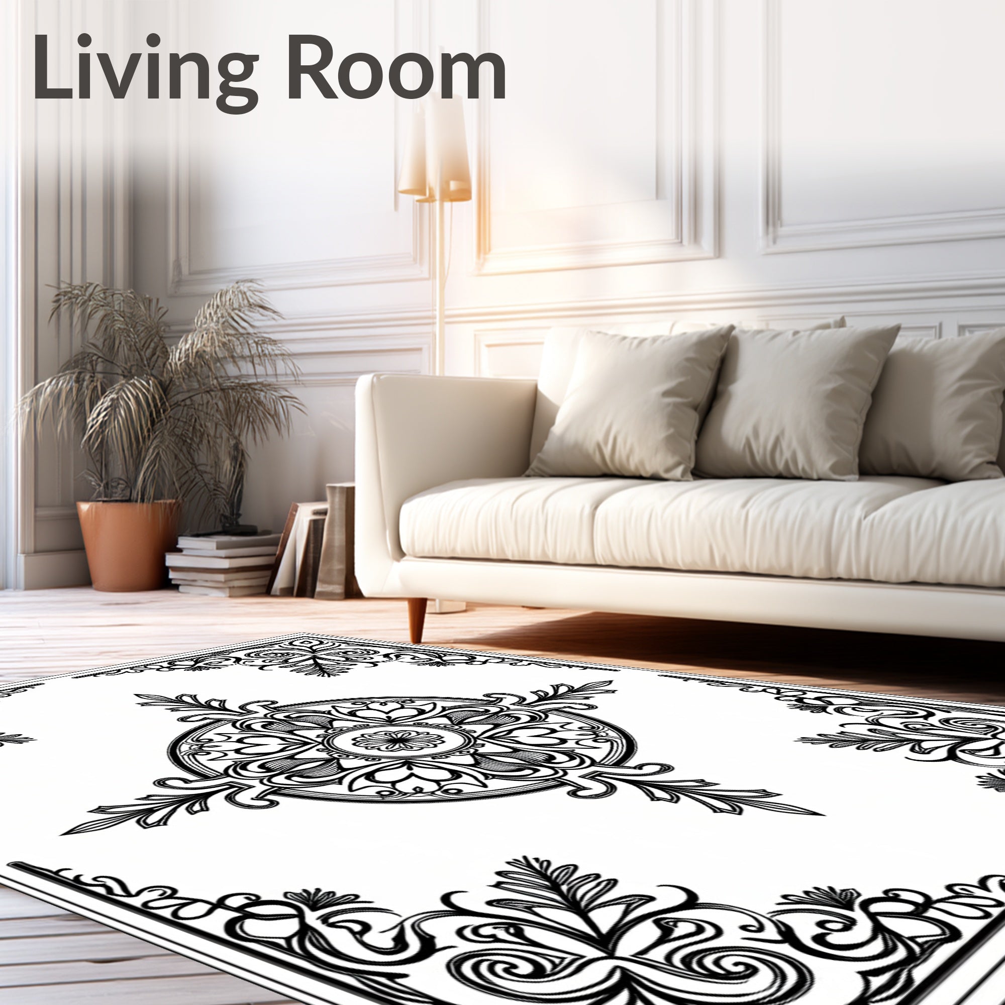 Artisan Medallion with Weathered Floral Filigree Design (Black) - ODIKA