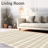 Beige Plaid Checkered for Hallways and Entryways(Beige)