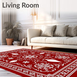 Festive Holiday Aisle with Vintage Ornament Motifs and Snowflake Accents(Red)