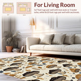Ultra Soft Area Rug, Non Slip, Stain Resistant, Washable Area Rugs for Living Room, Bedroom, Vintage Boho Mushroom(Beige)