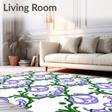 Lavender Waves Interlocking with Delicate Floral Accents(White)