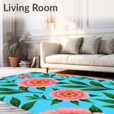 Blooming Peony with Watercolor Splash Effects (Blue)