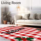 Festive Buffalo Plaid Welcome Doormat Holiday Entrance Coir(Red)