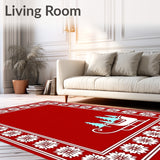 Nordic Winter Wonderland with Santa Sleigh and Pine Forest Motif(Red)