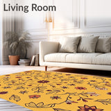 Meadow Floral Motif with Interlocking Petals and Vintage Botanicals(Yellow)