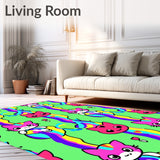 Adorable Kitten Face Motifs with Stripes and Hearts(Green)