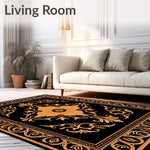 Ornamental Damask Blossom with Faded Scrolls and Interlocking Foliage (Black) - ODIKA