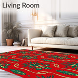 Winter Interlocking Lattice with Classic Pine Motifs(Red)