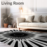 Charcoal Starburst Radial Burst Design Pile (Black)