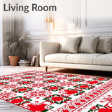 Festive Plaid Patchwork and Snowflake Motif Christmas Door Entry(Red)