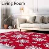 Festive Snowflake Medallion Winter Holiday Decorative Floor Covering(Red)