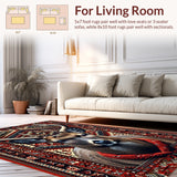 Ultra Soft Area Rug, Non Slip, Stain Resistant, Washable Area Rugs for Living Room, Bedroom, Faux Deer Cowhide(Red)
