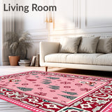 Floor Covering With Delightful Joyous Imagery(Pink)