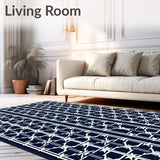 Elegant Trellis Interwoven Mesh Lattice Contemporary (Blue)