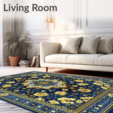 Vintage Inspired Hall Runner with Design(Blue)