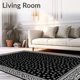 Artisan Interlocking Mosaic with Flourishing Botanical Arabesque(Black)