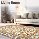Coastal French Paisley Pattern Easy Cleaning Non Shedding Backyard Rug(Beige)