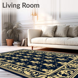 Vintage Damask Scrollwork Design with Classical Botanical(Gold)