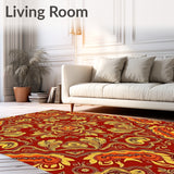 Autumn Medley Interlocking Leaf Motif with Folk Art Accents(Red)