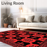 Rustic Cabin Plaid Featuring Folk Interlocking Ornamentation(Red)
