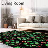 Festive Holly Wreath Area with Traditional Motifs(Black)