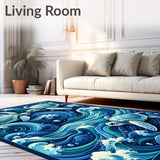 Sea Turtle Swirls Navy Runner Rug(Blue)