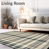 Dual Tone Plaid Area Minimalist Checkered Floor Covering(Beige)