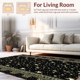 Ultra Soft Area Rug, Non Slip, Stain Resistant, Washable Area Rugs for Living Room, Bedroom, Boho Sun Moon Galaxy(Black)