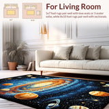 Ultra Soft Area Rug, Non Slip, Stain Resistant, Washable Area Rugs for Living Room, Bedroom, Educational Solar System Playmat Rug(Blue) - ODIKA